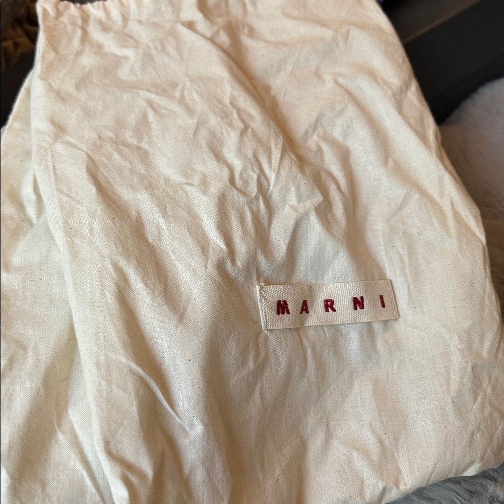 Marni Black Leather Slide Mules with Bright Orange Insole - Picture 4 of 6